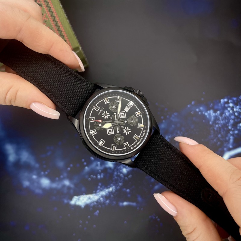 Чоловічий годинник Awarder 040 Embroidery Black-Army Green Black Automatic з сапфіровим склом