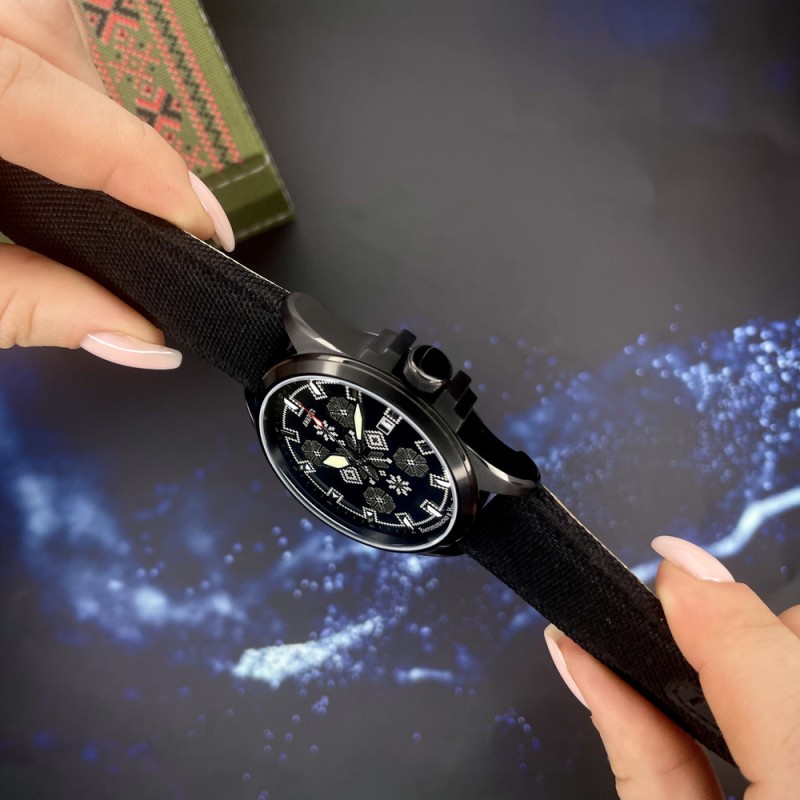 Чоловічий годинник Awarder 040 Embroidery Black-Army Green Black Automatic з сапфіровим склом