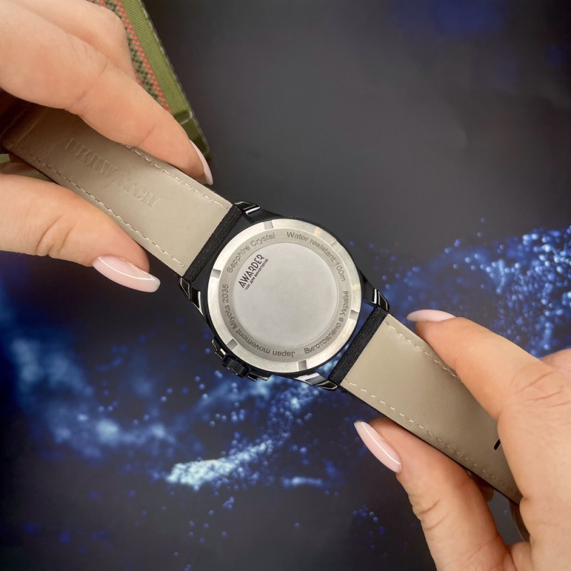 Чоловічий годинник Awarder 040 Embroidery Black-Army Green Black Automatic з сапфіровим склом