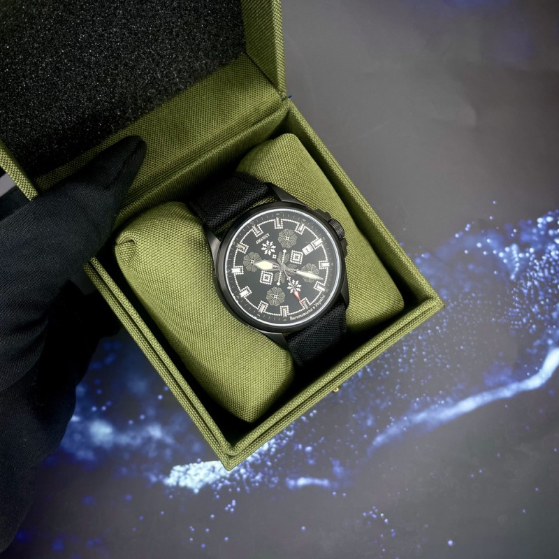 Чоловічий годинник Awarder 040 Embroidery Black-Army Green Black Automatic з сапфіровим склом