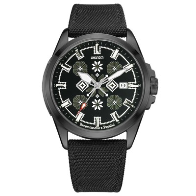Годинник наручний Awarder 040 Embroidery Black-Army Green Black Automatic 10ATM