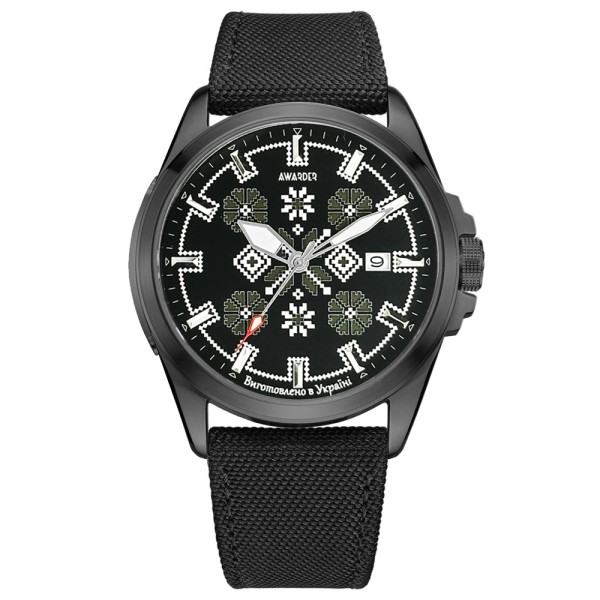 Чоловічий годинник Awarder 040 Embroidery Black-Army Green Black Automatic з сапфіровим склом