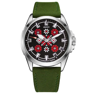 Годинник наручний Awarder 041 Embroidery Silver-Red Green  Battery 10ATM