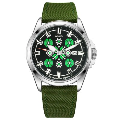 Годинник наручний Awarder 040 Embroidery Silver-Green Green  Automatic 10ATM