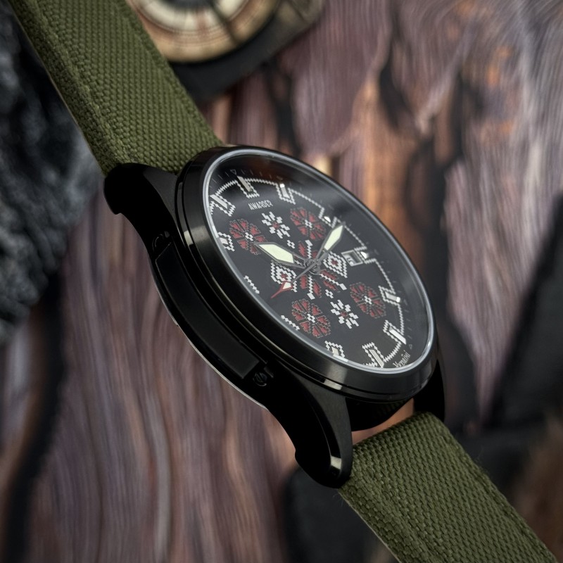 Мужские часы Awarder 040 Embroidery Black-Red Green Automatic с сапфировым стеклом и 10ATM