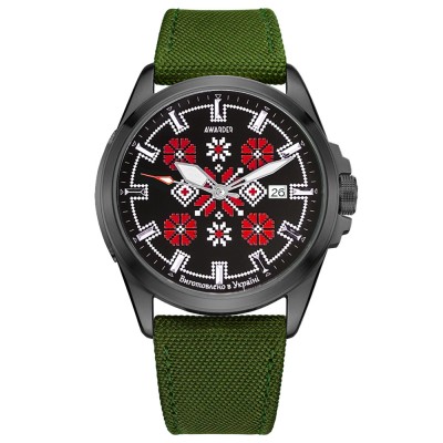 Годинник наручний Awarder 040 Embroidery Black-Red Green  Automatic 10ATM