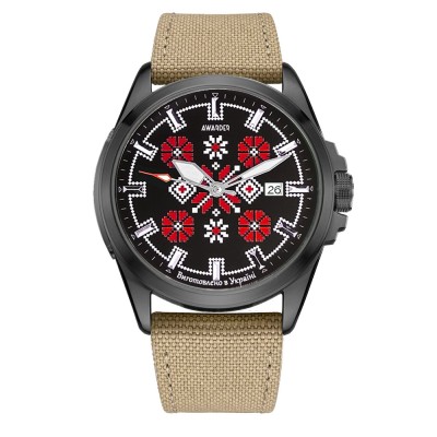 Годинник наручний Awarder 040 Embroidery Black-Red Khaki Automatic 10ATM