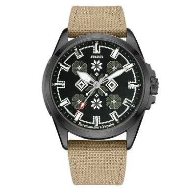 Годинник наручний Awarder 041 Embroidery Black-Army Green Khaki Battery 10ATM