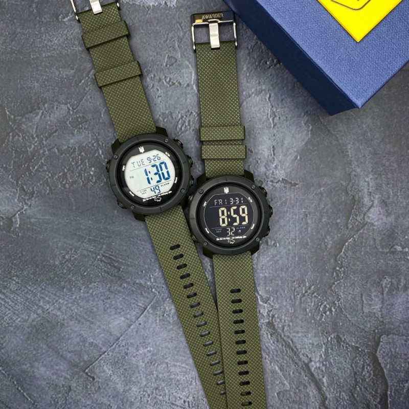 Чоловічий годинник Awarder 032 Де би не був Army Green-Black-Black, тактичний електронний з підсвічуванням