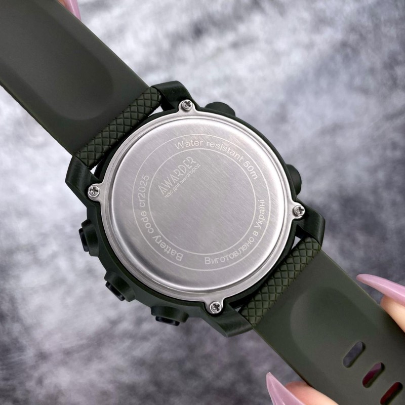 Мужские тактические часы Awarder 033 Де би не був Army Green-Silver-Black с водозащитой 5 ATM