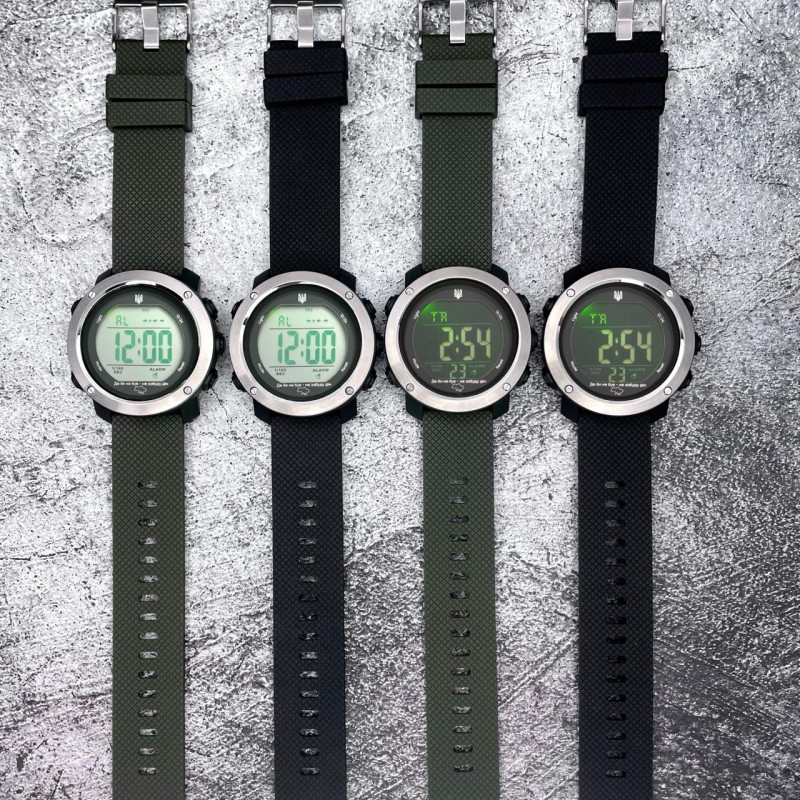Чоловічий тактичний годинник Awarder 033 Де би не був Black-Silver-Black з електронним циферблатом