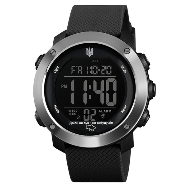 Чоловічий тактичний годинник Awarder 033 Де би не був Black-Silver-Black з електронним циферблатом