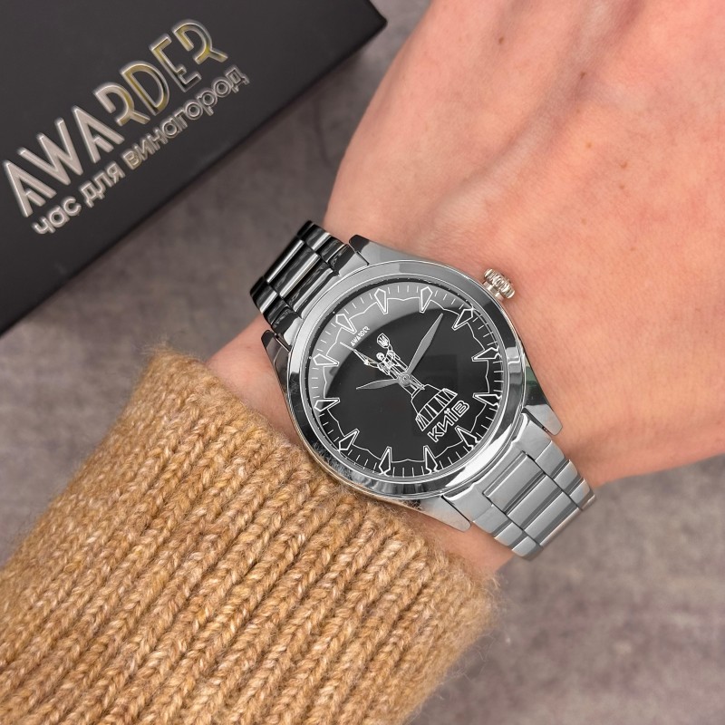 Жіночий годинник Awarder 035 Київ II Silver-Black — Класичний сталевий браслет, 33 мм