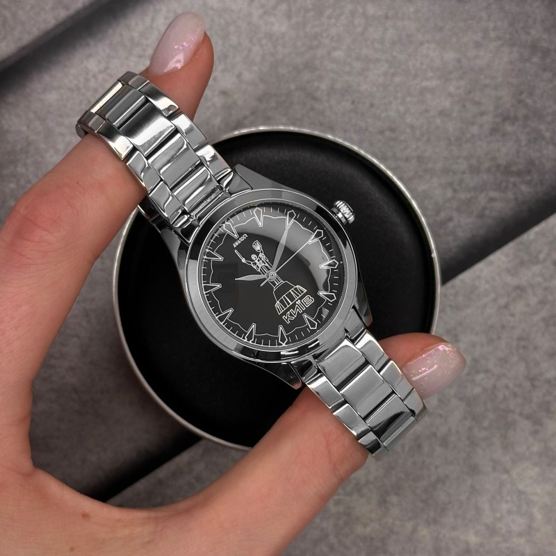Жіночий годинник Awarder 035 Київ II Silver-Black — Класичний сталевий браслет, 33 мм