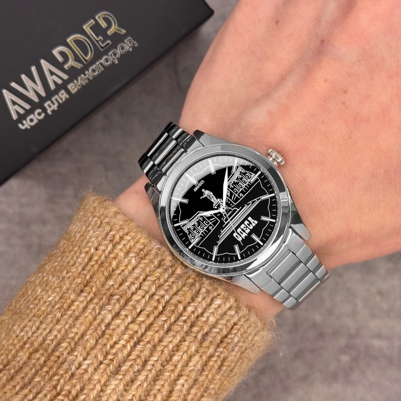 Жіночий годинник Awarder 035 Одеса I Silver-Black з металевим браслетом та мінеральним склом