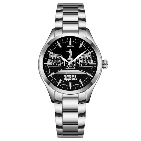 Жіночий годинник Awarder 035 Одеса I Silver-Black з металевим браслетом та мінеральним склом