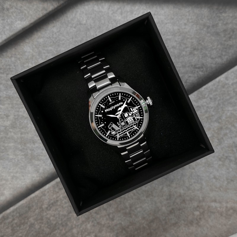 Женские часы Awarder 035 Мариуполь II Silver-Black из нержавеющей стали и минеральным стеклом