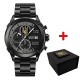 Мужские часы Awarder 016 Тризуб золото Black-Black Steel с хронографом и стальным браслетом