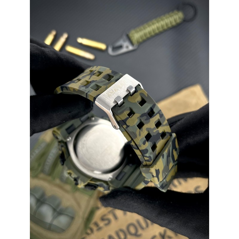 Мужские тактические часы Awarder 003 Тризуб золото Army Green с комбинированным циферблатом