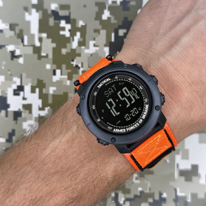 Наручные часы Awarder 036 Compass UA Nylon Black-Orange с электронным компасом и нейлоновым ремешком