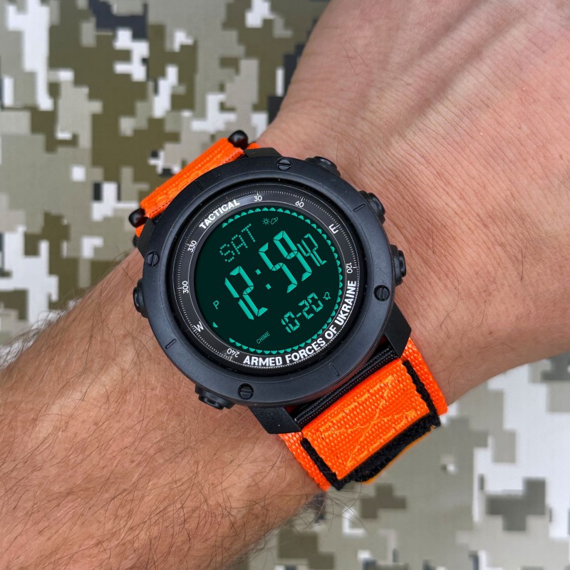 Наручные часы Awarder 036 Compass UA Nylon Black-Orange с электронным компасом и нейлоновым ремешком