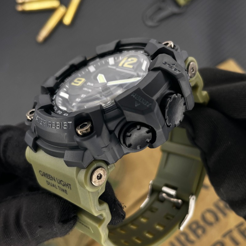 Мужские тактические часы Awarder 004 Army Green с комбинированным циферблатом и защитой 5 ATM