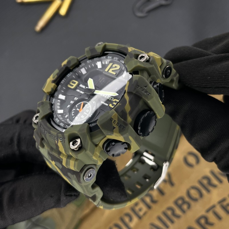 Мужские тактические часы Awarder 004 Camo Green с комбинированным циферблатом и подсветкой
