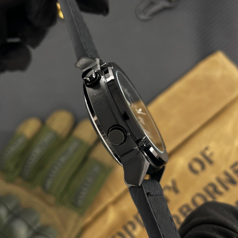 Мужские наручные часы Awarder 017 Black Leather со стрелочно-электронным циферблатом и подсветкой