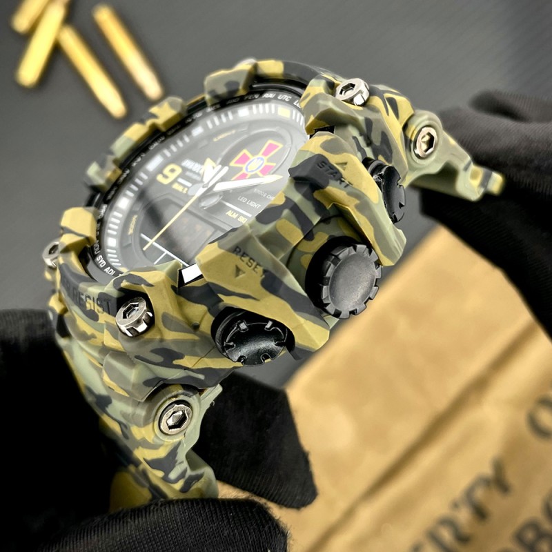 Годинник наручний Awarder 001 ЗСУ Army Green тактичний чоловічий з комбінованим циферблатом та захистом 5 ATM