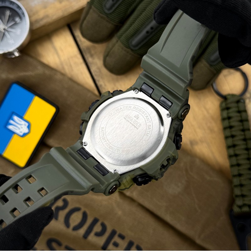 Мужские часы Awarder 004 Тризуб серебро Camo Green — тактические водонепроницаемые 5 ATM