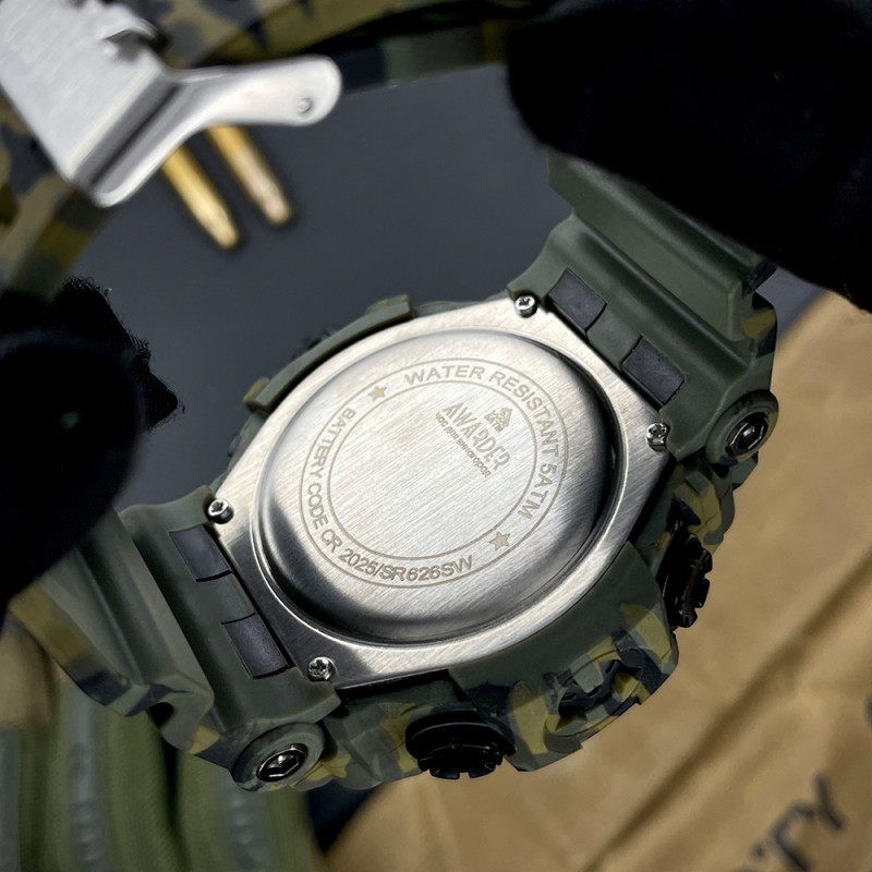 Мужские тактические часы Awarder 001 Тризуб Camo Green с комбинированным циферблатом и защитой 5 ATM