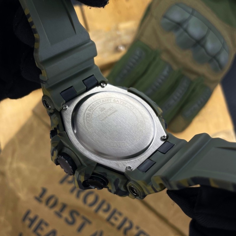 Мужские тактические часы Awarder 003 Полиция Camo Green с комбинированным циферблатом и водозащитой 5 ATM