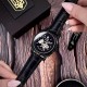 Мужские часы Awarder 021 Де би не був All Black механика с автоподзаводом и кожаным ремешком