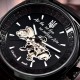 Мужские часы Awarder 021 Де би не був All Black механика с автоподзаводом и кожаным ремешком