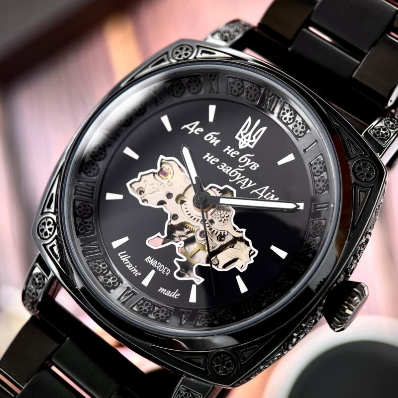 Мужские часы Awarder 021 Де би не був All Black Steel механика с автоподзаводом