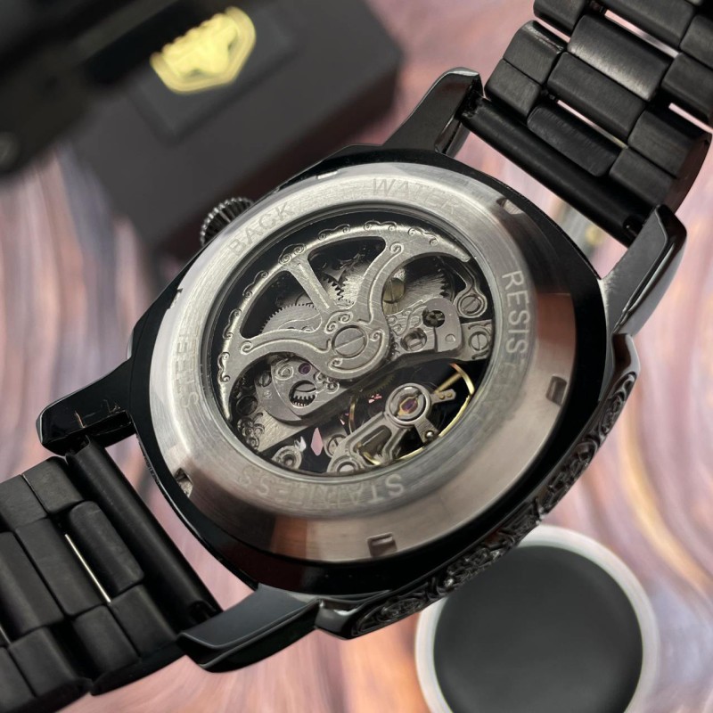 Мужские часы Awarder 021 Де би не був All Black Steel механика с автоподзаводом