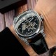 Чоловічий механічний годинник Awarder 021 Де би не був Silver-Black з автопідзаводом та шкіряним ремінцем