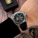Чоловічий механічний годинник Awarder 021 Де би не був Silver-Black з автопідзаводом та шкіряним ремінцем