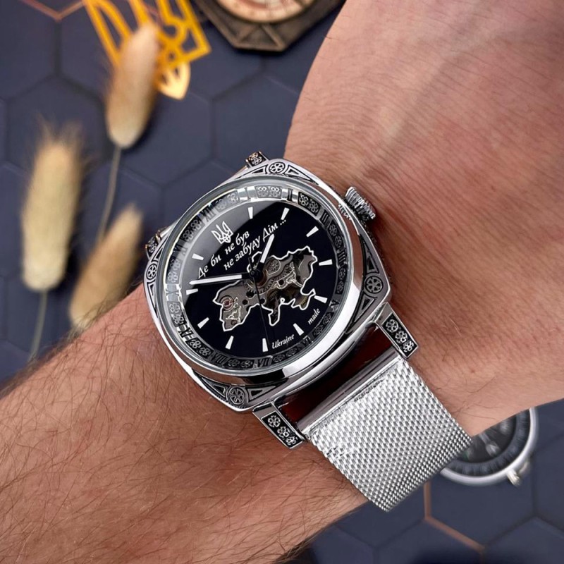 Мужские механические часы Awarder 021 Де би не був Silver Mesh с автоподзаводом и стальным браслетом