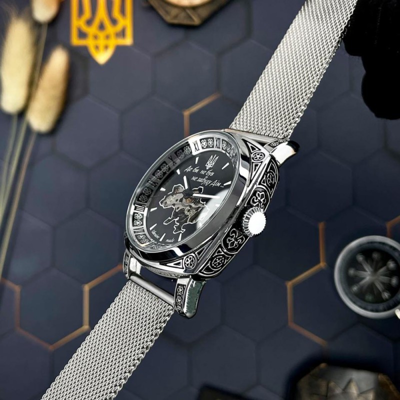 Мужские механические часы Awarder 021 Де би не був Silver Mesh с автоподзаводом и стальным браслетом