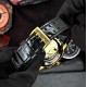 Мужские механические часы Awarder 021 Де би не був Gold-Black с автоподзаводом и кожаным ремешком