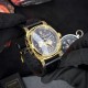 Мужские механические часы Awarder 021 Де би не був Gold-Black с автоподзаводом и кожаным ремешком