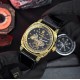Мужские механические часы Awarder 021 Де би не був Gold-Black с автоподзаводом и кожаным ремешком