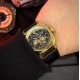 Мужские механические часы Awarder 021 Де би не був Gold-Black с автоподзаводом и кожаным ремешком