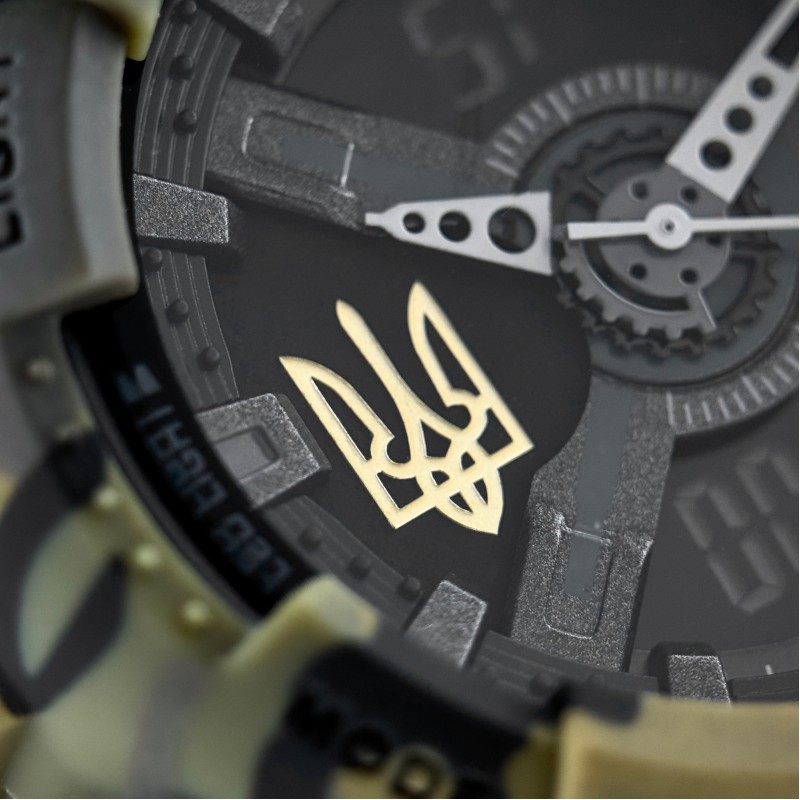 Мужские тактические часы Awarder 005 Тризуб золото Camo Green с комбинированным циферблатом