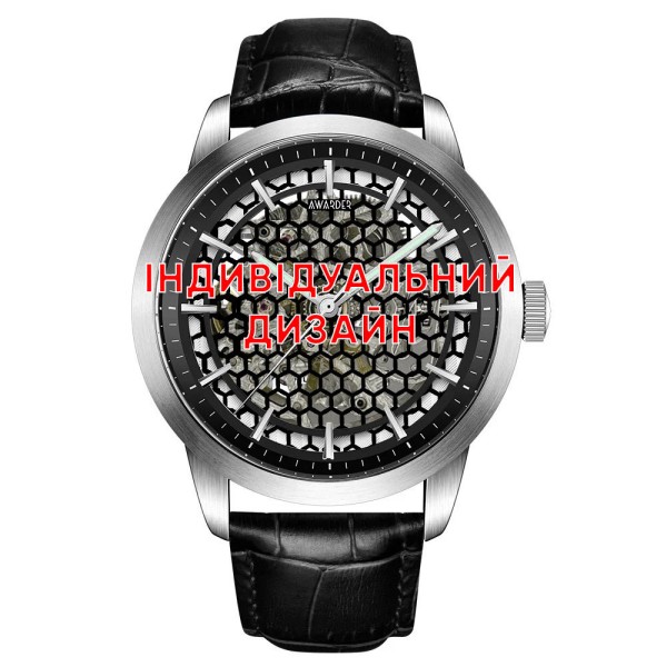 Мужские механические часы Awarder 043 Silver Leather с автоподзаводом и сапфировым стеклом
