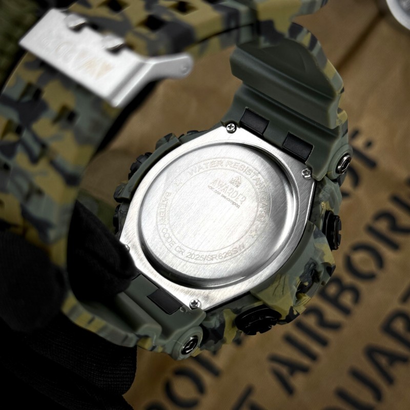 Чоловічий тактичний годинник Awarder 001 ДПС Army Green з комбінованим циферблатом та захистом 5 ATM