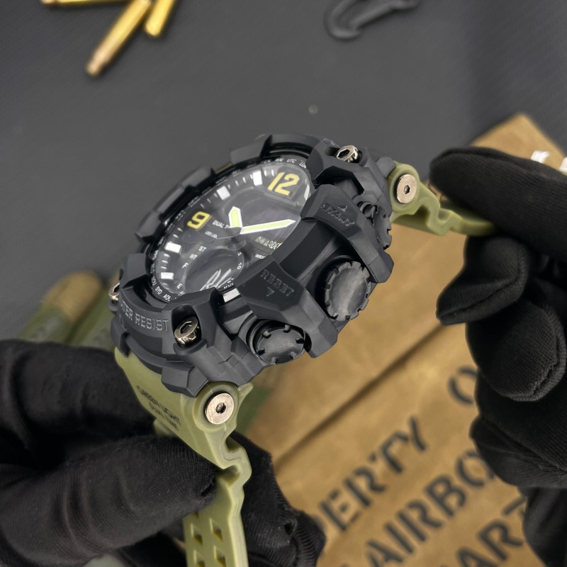 Мужские тактические часы Awarder 004 Тризуб Army Green-Black с комбинированным циферблатом