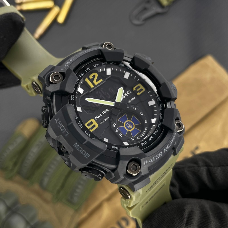 Мужские тактические часы Awarder 004 СБУ Army Green-Black с водонепроницаемостью 5 ATM и хронографом