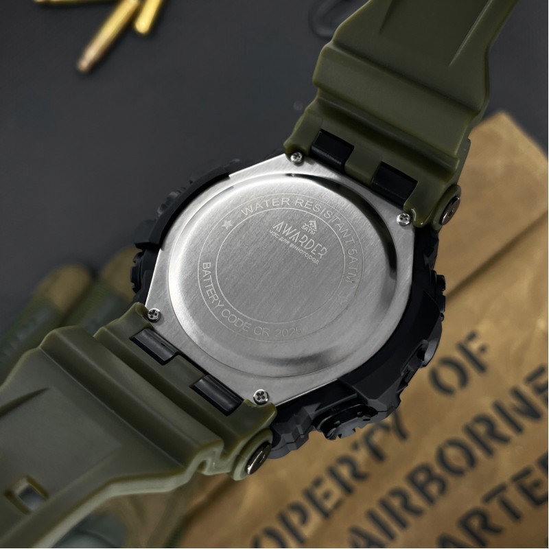 Мужские тактические часы Awarder 004 СБУ Army Green-Black с водонепроницаемостью 5 ATM и хронографом